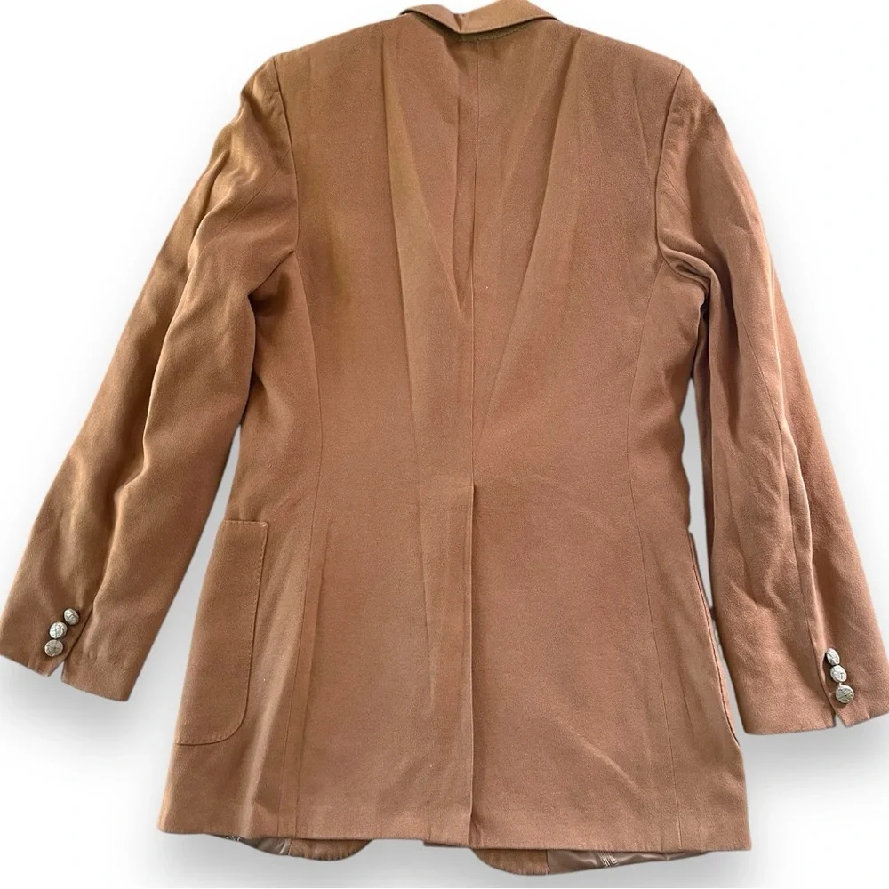 Vintage LANVIN Paris Feathersuede Blazer Jacket Sportscoat Camel Size Medium